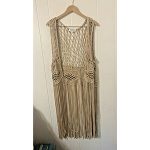 Shyanne Crochet Macrame Sleeveless Cardigan Duster Xl Western Rodeo Festival
